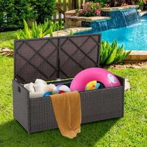34 Gallon Patio Storage Bench with Seat Cushion and Zippered for Outdoor