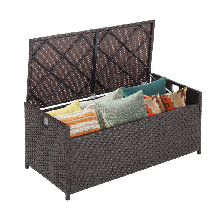 34 Gallon Patio Storage Bench with Seat Cushion and Zippered for Outdoor
