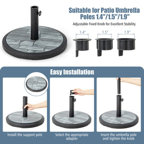 35lbs Umbrella Base for 6-10 ft Market Umbrellas and Patio Table Umbrellas with Three Adapters