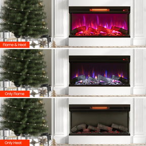 36 Inch 3 Side Glass Electric Fireplace 1500W Fireplace Heater with Remote Control and Overheat Protection