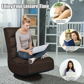 360-Degree Swivel Folding Floor Gaming Chair with Adjustable Backrest