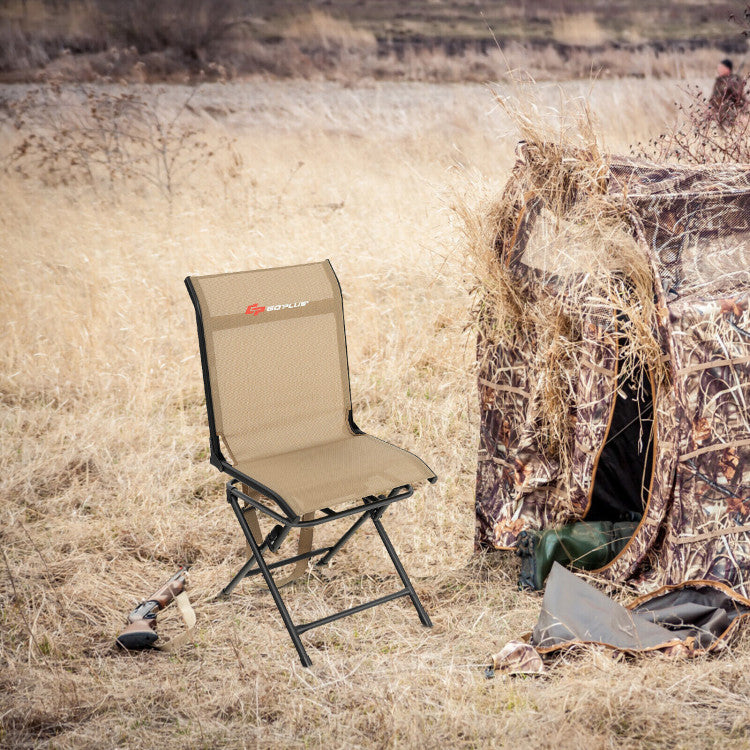 360-Degree Swivel Hunting Chair Outdoor All-weather Foldable Camping Chair with Carrying Strap and Wear-Resistant mesh Fabric