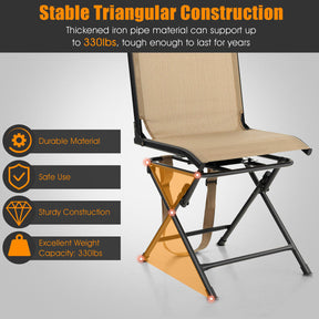360-Degree Swivel Hunting Chair Outdoor All-weather Foldable Camping Chair with Carrying Strap and Wear-Resistant mesh Fabric
