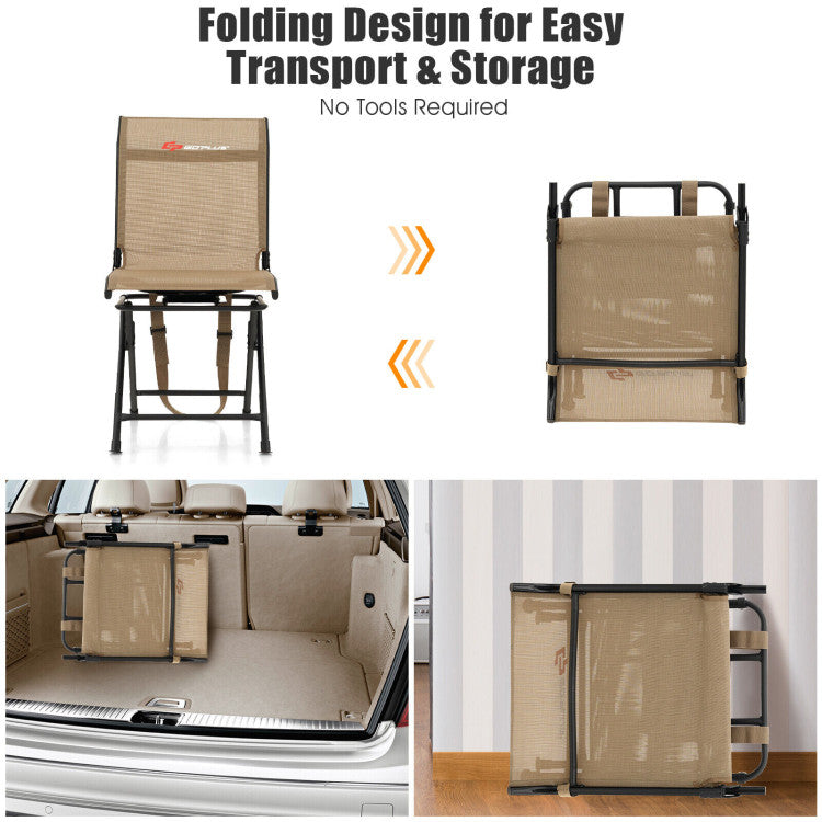 360-Degree Swivel Hunting Chair Outdoor All-weather Foldable Camping Chair with Carrying Strap and Wear-Resistant mesh Fabric