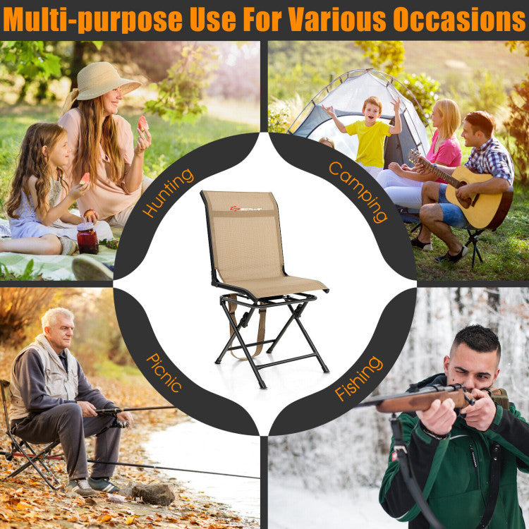 360-Degree Swivel Hunting Chair Outdoor All-weather Foldable Camping Chair with Carrying Strap and Wear-Resistant mesh Fabric