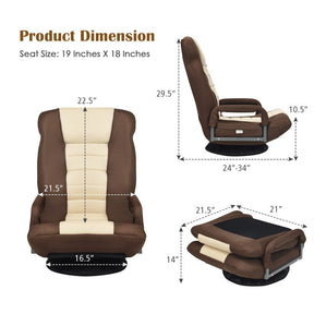 360-Degree Swivel Lazy Sofa Recliner Adjustable Folding Floor Gaming Rocker Chair with Padded Backrest and Armrests