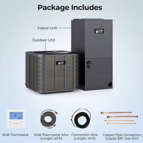 36000 BTU Ducted Central Air Conditioner Heat Pump System 3 Ton 208/230V Inverter Split AC with Multi-Position Air Handler Unit