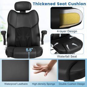 360° Swivel Executive Office Chair Kneading Massage Desk Recliner with Adjustable Headrest and Removable Lumbar Support Pillow