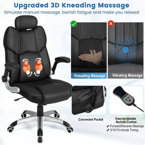 360° Swivel Executive Office Chair Kneading Massage Desk Recliner with Adjustable Headrest and Removable Lumbar Support Pillow