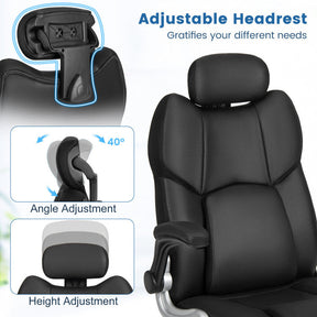 360° Swivel Executive Office Chair Kneading Massage Desk Recliner with Adjustable Headrest and Removable Lumbar Support Pillow