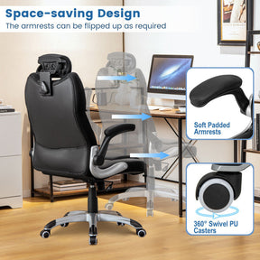 360° Swivel Executive Office Chair Kneading Massage Desk Recliner with Adjustable Headrest and Removable Lumbar Support Pillow