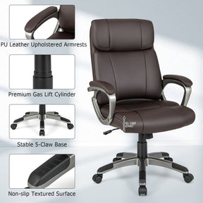 360° Swivel Office Chair PU Leather Executive Desk Chair with Adjustable Height and Wheels