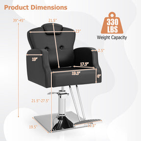 360° Swivel Salon Chair Heavy Duty Barber Hairstylist Chair with Adjustable Headrest and Seat Height
