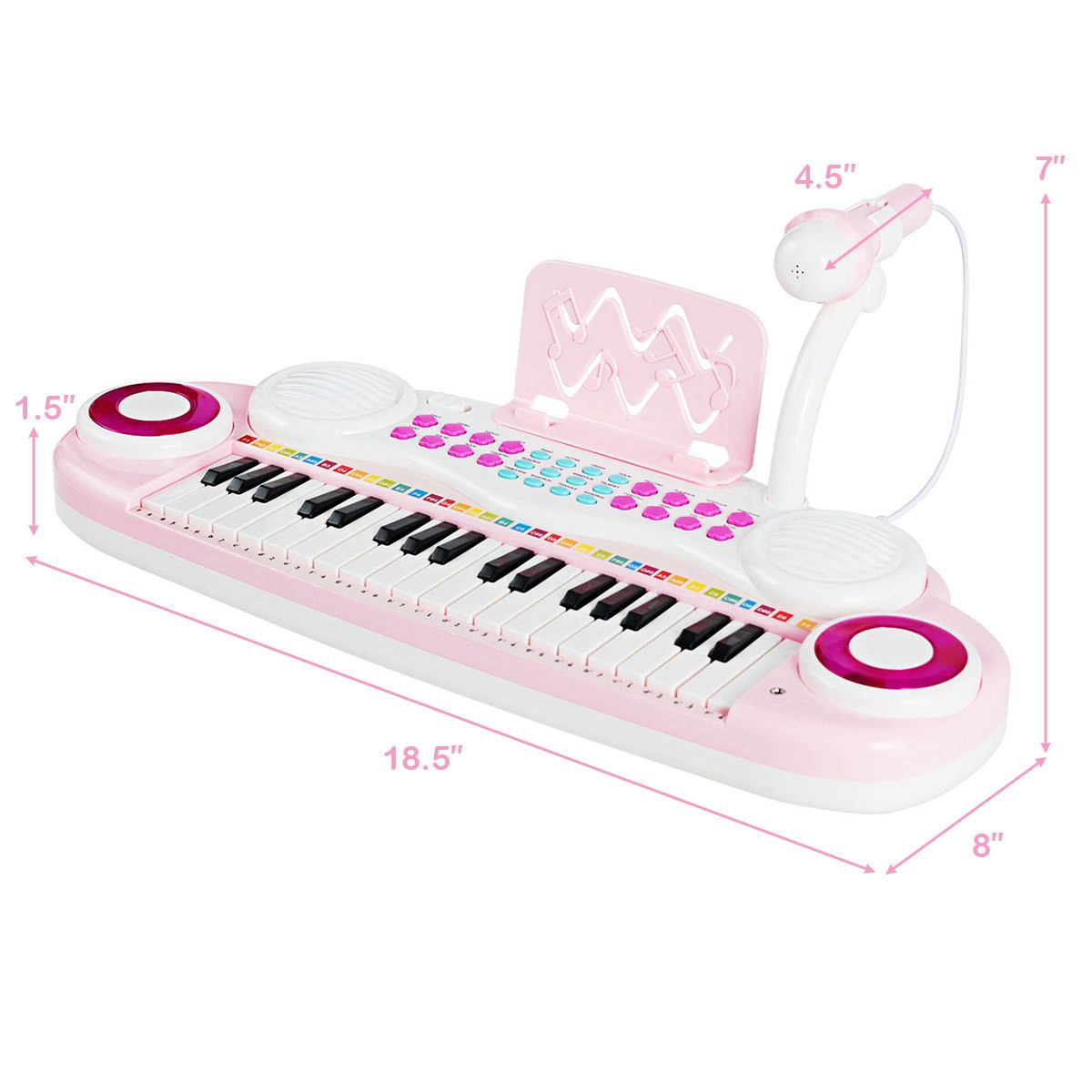 37 Keys Electronic Musical Instrument with Microphone, Multi-Function Keyboard Teaching Toy
