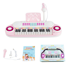 37 Keys Electronic Musical Instrument with Microphone, Multi-Function Keyboard Teaching Toy