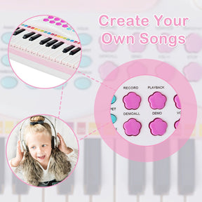 37 Keys Electronic Musical Instrument with Microphone, Multi-Function Keyboard Teaching Toy