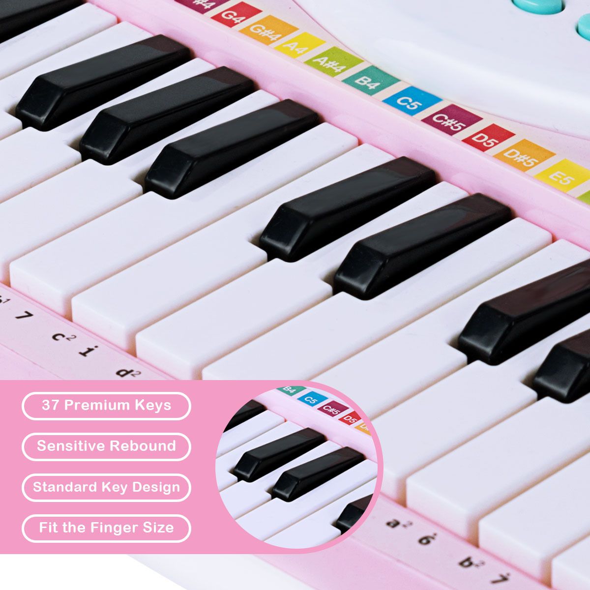 37 Keys Electronic Musical Instrument with Microphone, Multi-Function Keyboard Teaching Toy