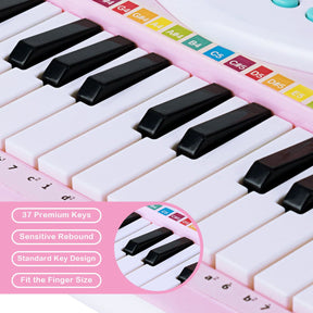 37 Keys Electronic Musical Instrument with Microphone, Multi-Function Keyboard Teaching Toy