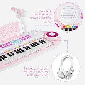 37 Keys Electronic Musical Instrument with Microphone, Multi-Function Keyboard Teaching Toy