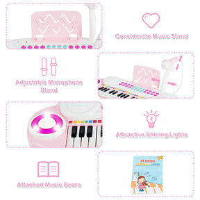 37 Keys Electronic Musical Instrument with Microphone, Multi-Function Keyboard Teaching Toy