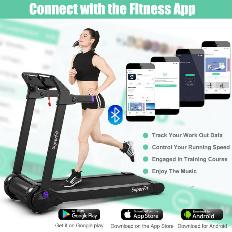 3HP Electric Folding Treadmill with Bluetooth Speaker and HD Digital Display