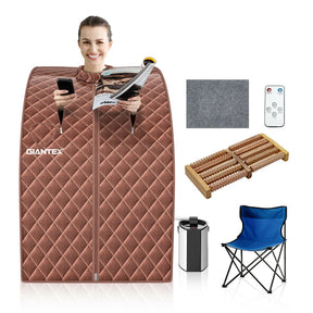 3L Portable Blast-proof Steam Sauna Spa with Foot Massage Roller and Folding Chair