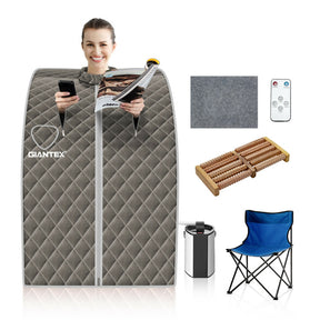 3L Portable Blast-proof Steam Sauna Spa with Foot Massage Roller and Folding Chair