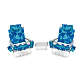 3 PCS Folding Camping Chair Outdoor Beach Chair Sling Chairst with 5 Adjustable Position
