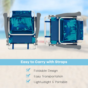 3 PCS Folding Camping Chair Outdoor Beach Chair Sling Chairst with 5 Adjustable Position