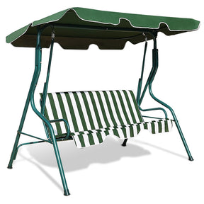 3-Person Cushioned Metal Outdoor Patio Porch Swing Chair Bench Glider with Adjustable Awing Canopy