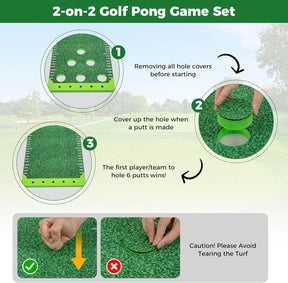 Portable Putting Green Mat with 2 Adjustable Putters, 6 Balls, Carrying Bag, Golf Putting Mat for Party
