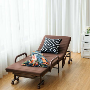 Folding Rollaway Bed with Mattress & Wheels for Adults, Portable Foldable Guest Bed with Adjustable 6 Position & Side Storage Pocket