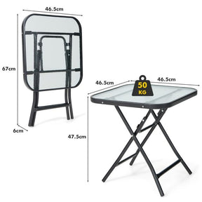 Folding Coffee Table with Tempered Glass Tabletop