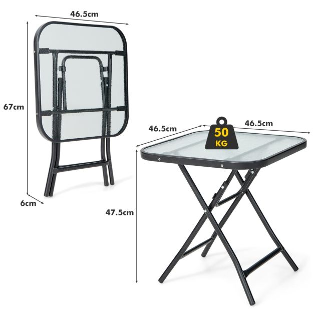 Folding Coffee Table with Tempered Glass Tabletop