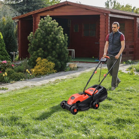 14" 12 Amp Folding Corded Electric Push Lawn Mower with Grass Bag