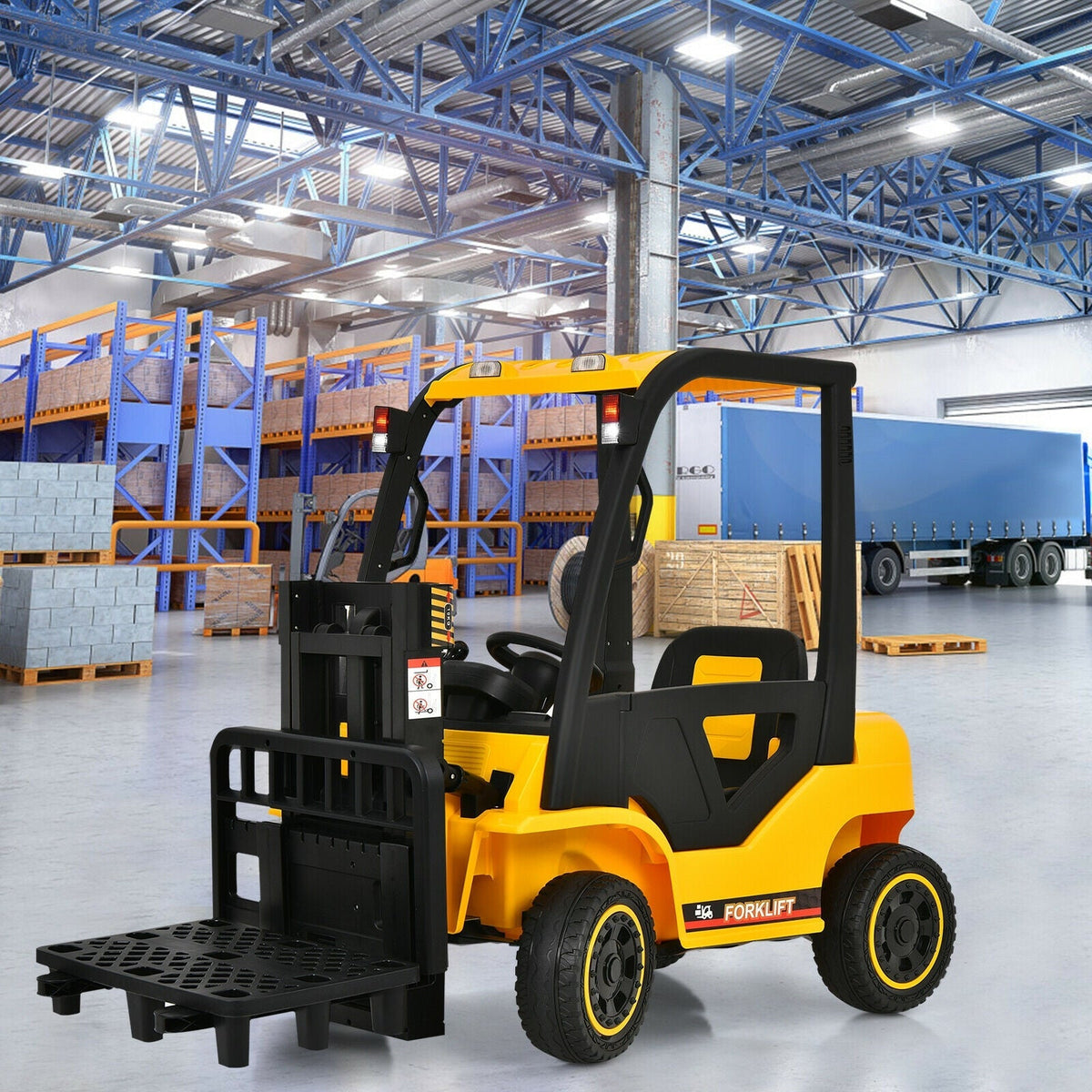 12V Kids Ride On Forklift with Remote Control and Back Trunk