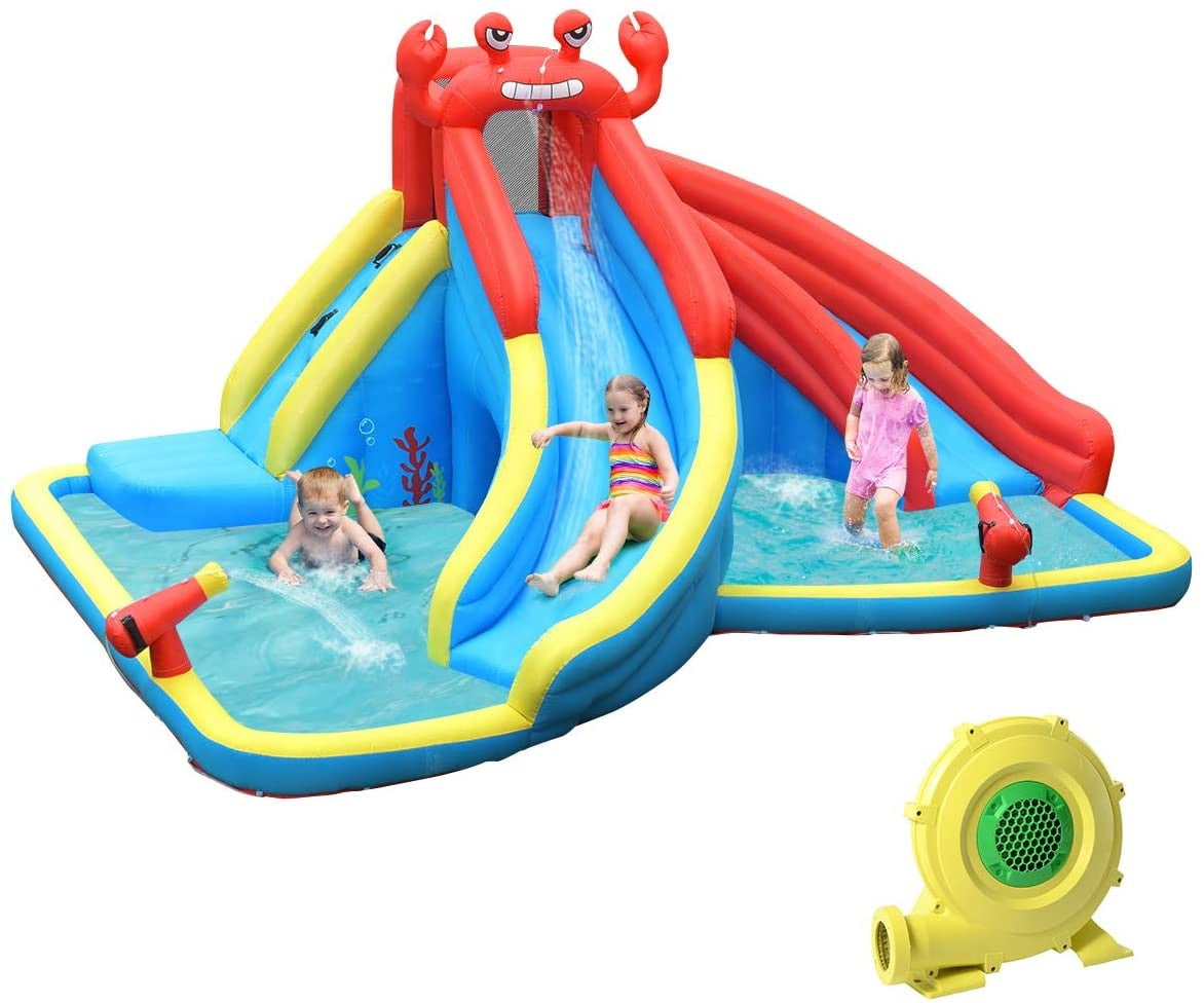 Inflatable Water Slide Bounce House with Water Cannon and Air Blower
