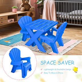 Kids Plastic Table with 2 Adirondack Chairs Set