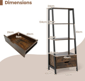Ladder Bookshelf with Storage
