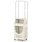 Laundry Cart with Hanging Bar Folding Laundry Hamper