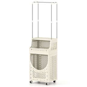 Laundry Cart with Hanging Bar Folding Laundry Hamper