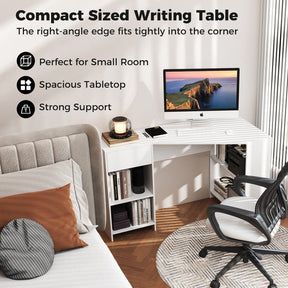 L-Shaped Computer Desk w/ Storage Compact Corner Executive Desk Writing Desk