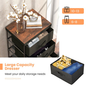 3-Tier Fabric Dresser Fabric Nightstand w/ 3 Drawers Storage Dresser for Bedroom
