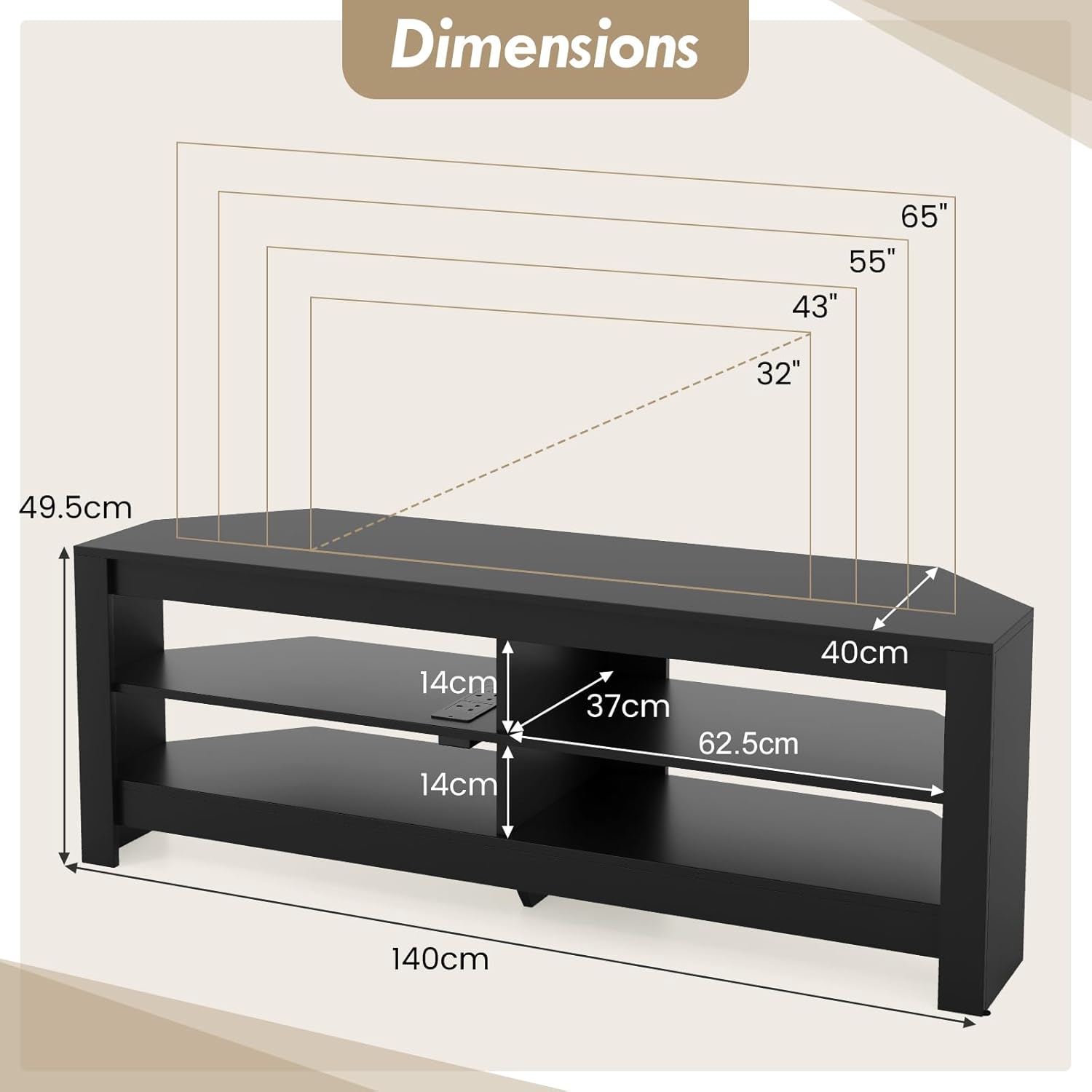 Corner TV Stand with Power Outlet