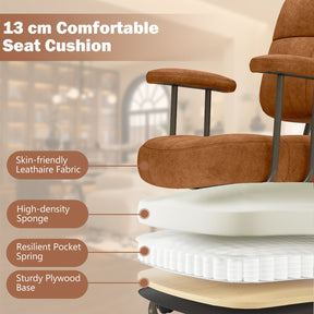 Leathaire Upholstered Task Chair Back Adjustable Swivel Chair for Home