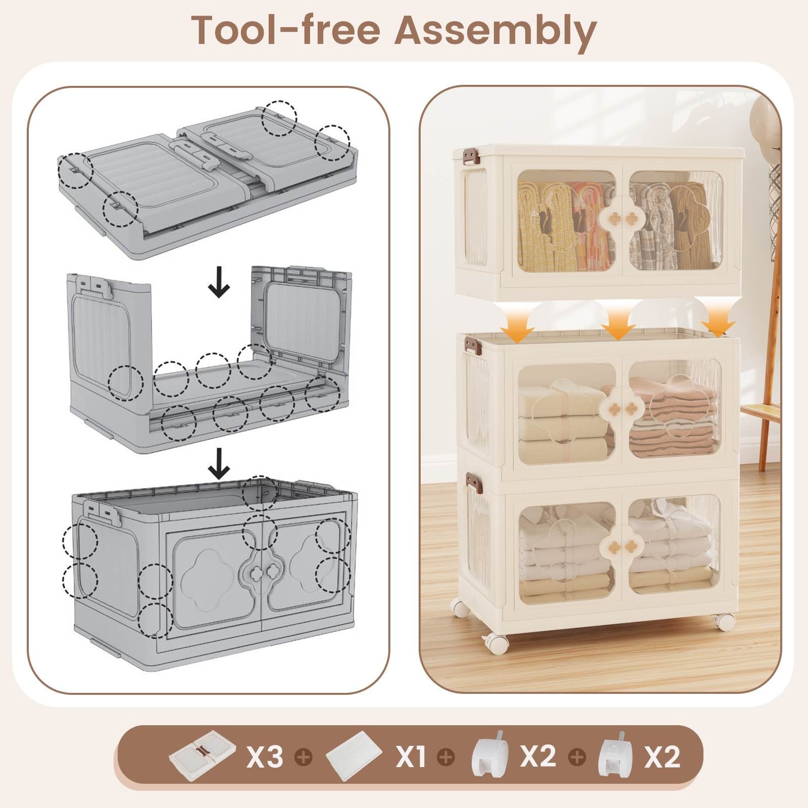 3/4 Tier Stackable Storage Bins with Lids