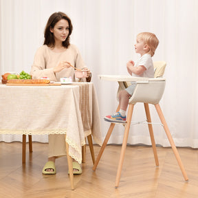 3 in 1 Wooden Convertible Baby High Chair with Removable Tray