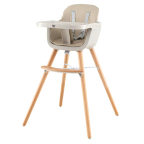 3 in 1 Wooden Convertible Baby High Chair with Removable Tray
