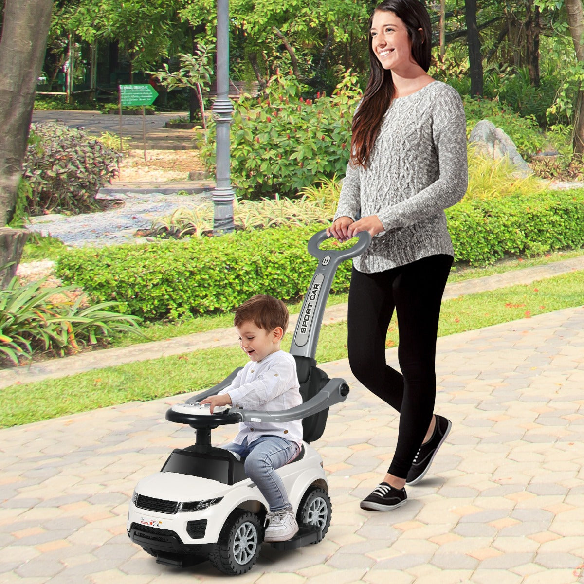 3-in-1 Kids Ride On Push Car with Horn, Music, Light Dancing to Music for Toddlers