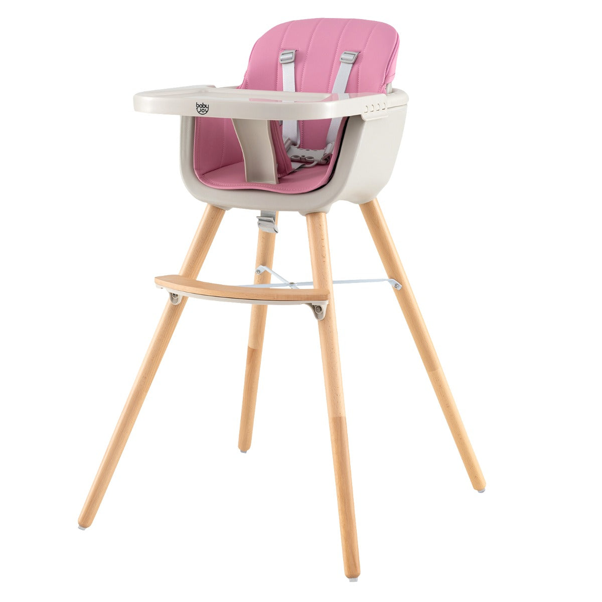 3 in 1 Wooden Convertible Baby High Chair with Removable Tray
